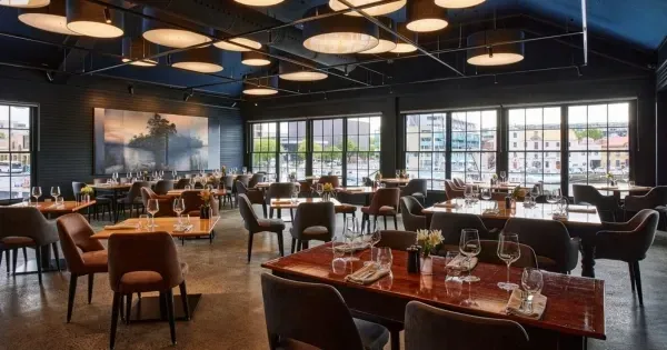 Upscale dining area at Mures Upper Deck in Hobart, Tasmania