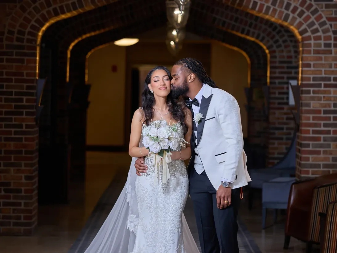 Bride and Groom Under the Iconic Archways