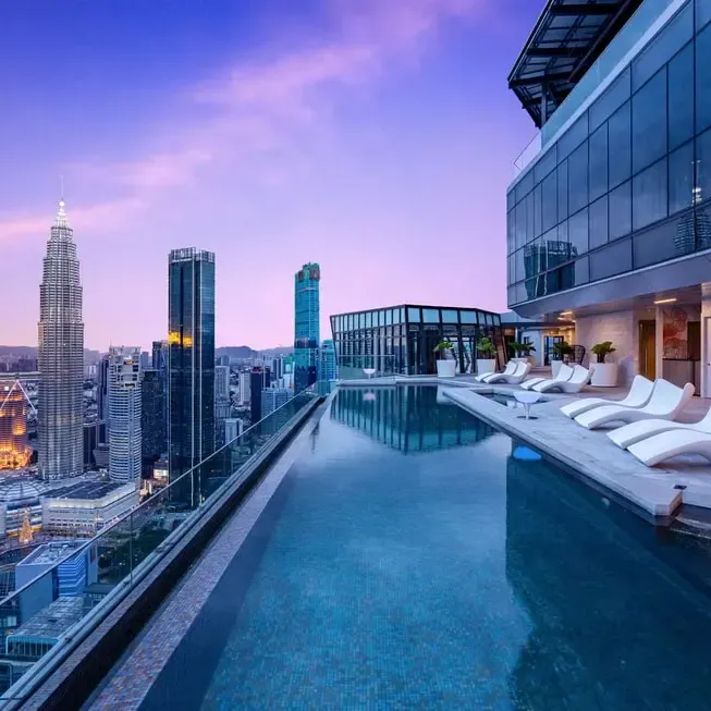 Evening sunset view from Sky Infinity Pool at Imperial Lexis Kuala Lumpur - Lexis Hotels & Resorts