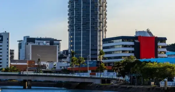 Exterior shot of Hotel Grand Chancellor Townsville in front of bay
