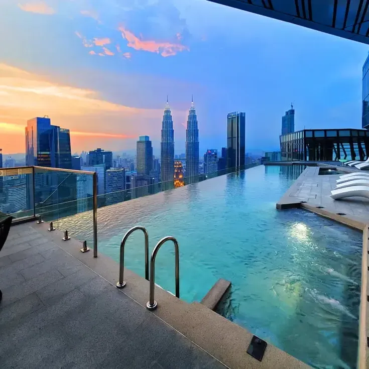 Beautiful sunset view at Sky Infinity Pool of Imperial Lexis Kuala Lumpur - Lexis Hotels & Resorts