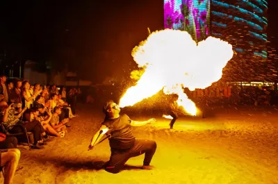 Fire performers entertaining the crowd on the beach – Lexis Hibiscus Port Dickson