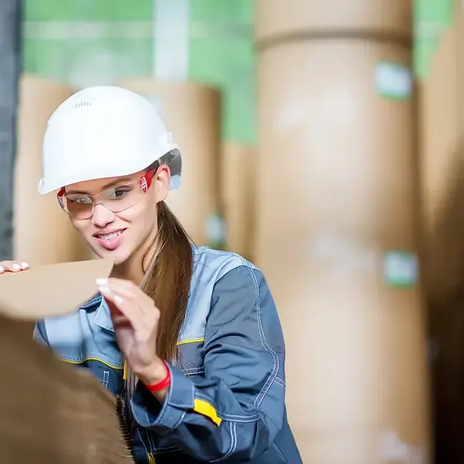A woman inspecting a piece of recycled paper - Imperial Lexis Kuala Lumpur