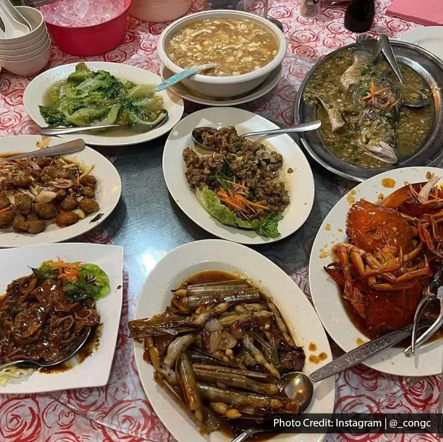 Seafood dishes served at Weng Yin Seafood Village restaurant.