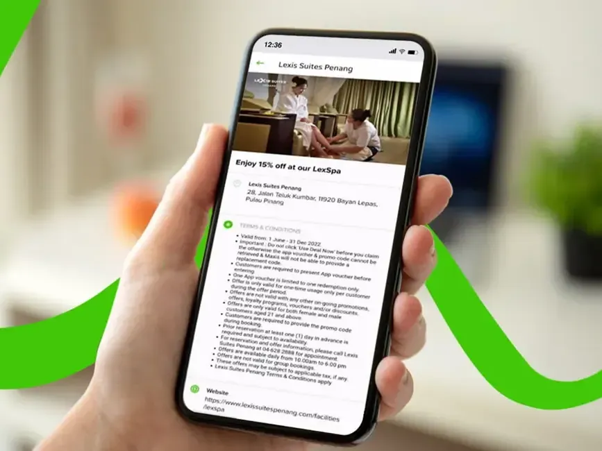 Maxis and Hotlink users may enjoy special discounts when you book direct from Lexis Hotels’ official websites - Lexis Suites Penang