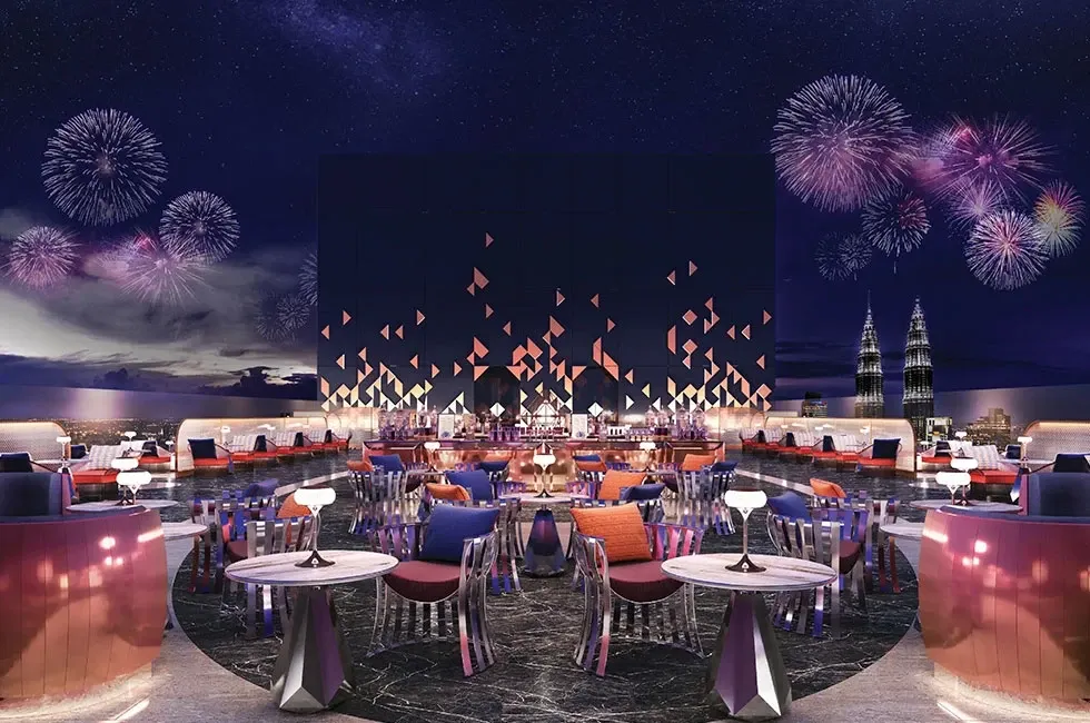 An artist's impression of the Sky Bar at Royal Lexis Kuala Lumpur