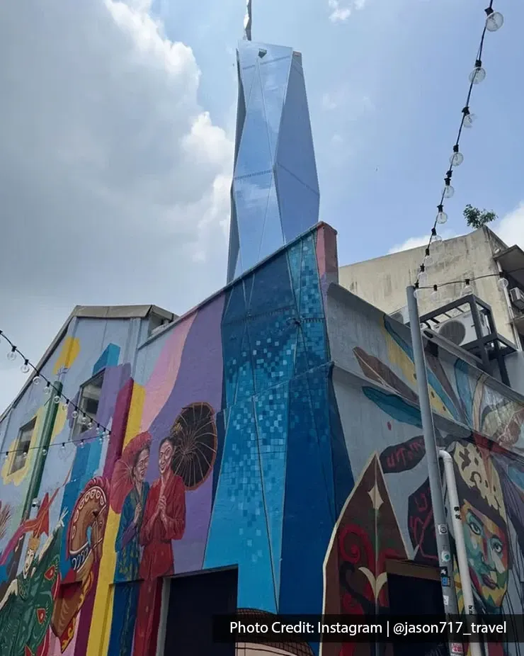 Kuala Lumpur mural with Merdeka 118 in the background