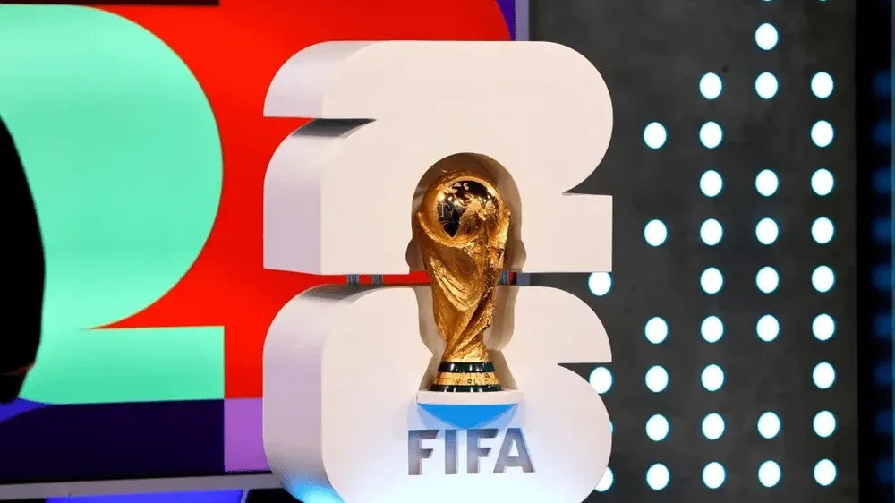 FIFA World Cup trophy in a white 