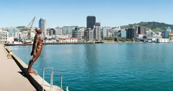 Solace in the Wind sculpture on the Wellington waterfront walk