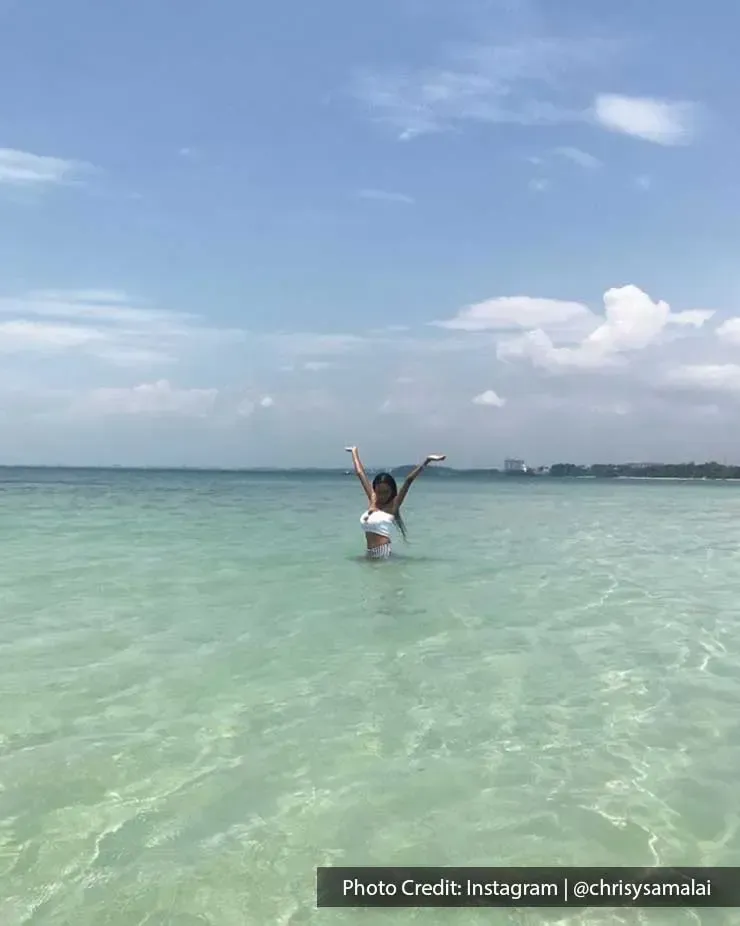 Girl posing at the Blue Lagoon Beach Port Dickson