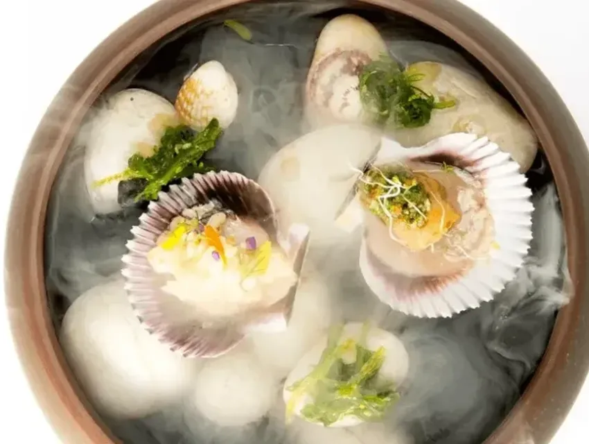 Tasting dish at El Cielo Miami with smoke presentation