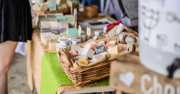 Handmade soaps at an Auckland market stall