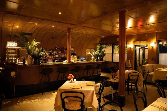 Dining room and bar at Osteria in Miami's MiMo neighborhood