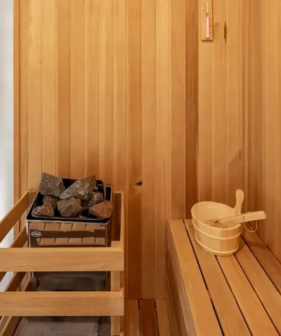 Royal suite sauna room with wooden bench - Lexis Hibiscus Port Dickson