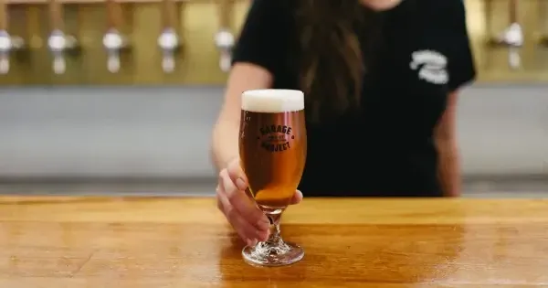 A beer being served at Garage Project, Wellington.