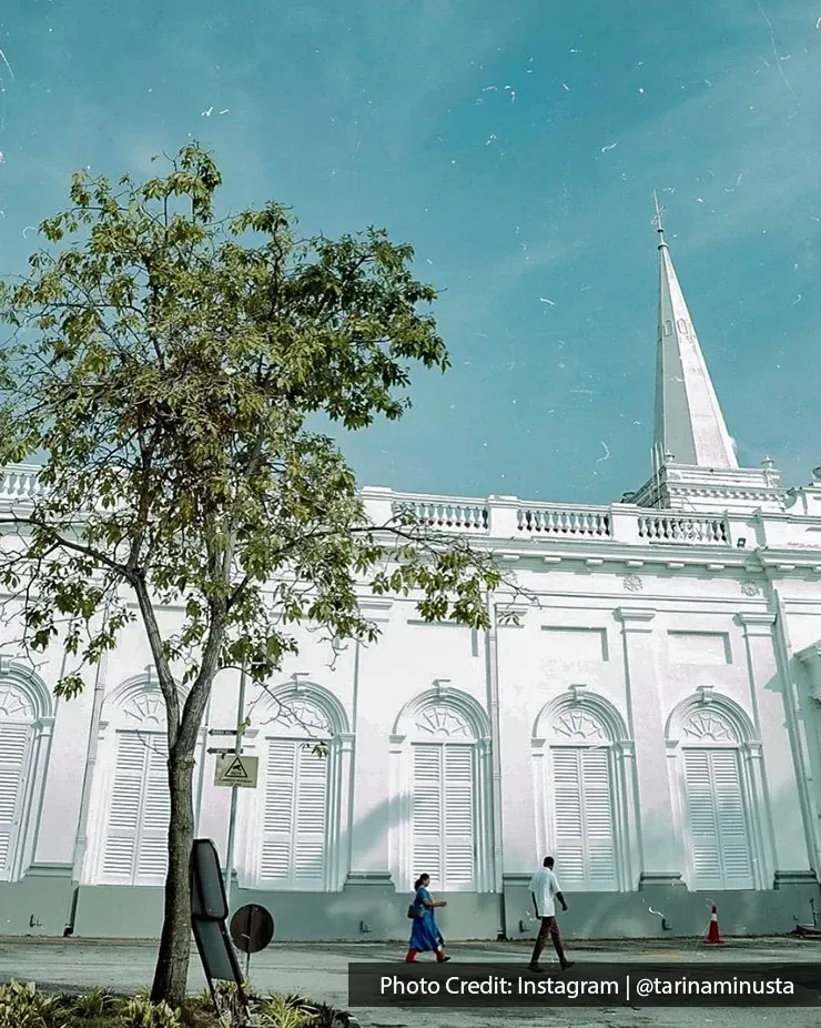 Side view of St. George’s Church in George Town Penang.