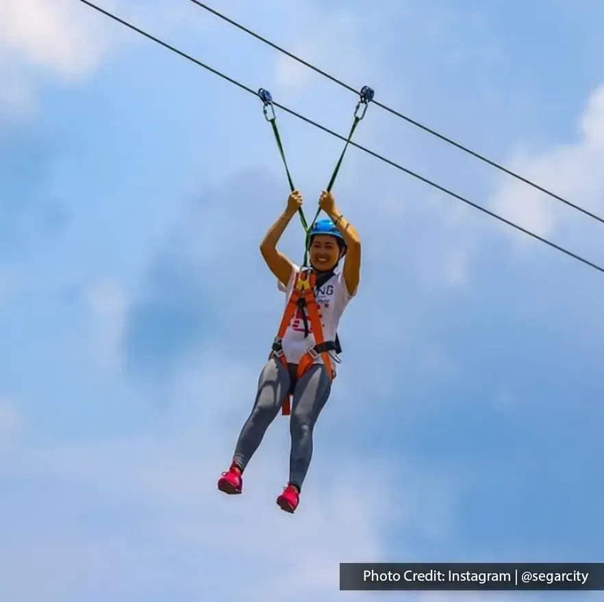 girl doing flying fox activity