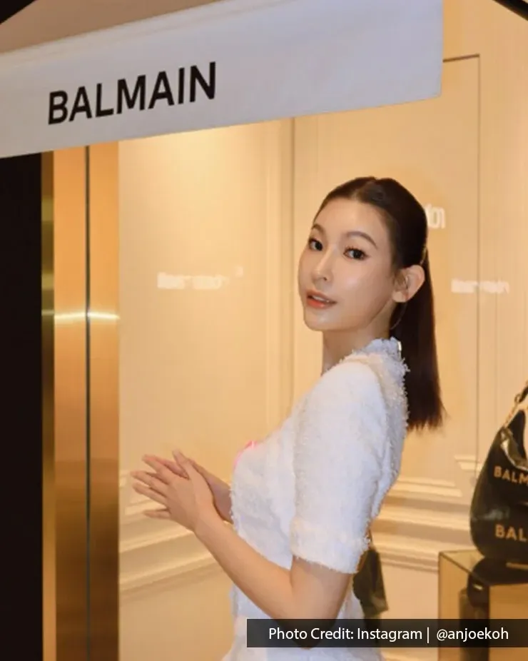 Shopper posing infront of Balmain boutique inside The Starhill Kuala Lumpur