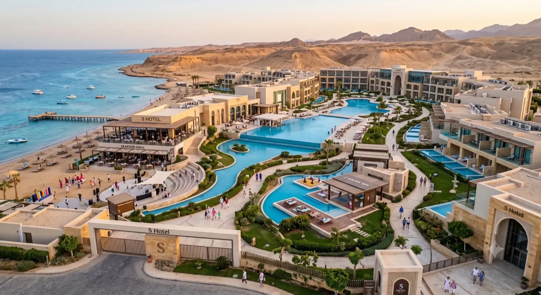 S Hotel terraced pools cascading to the beach