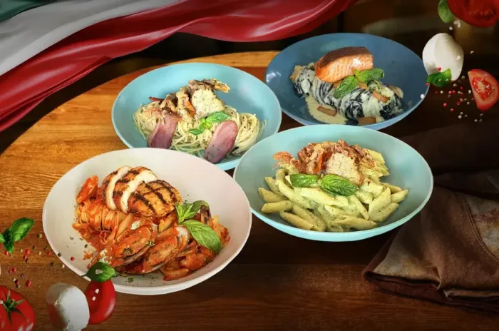 An assortment of pasta dishes