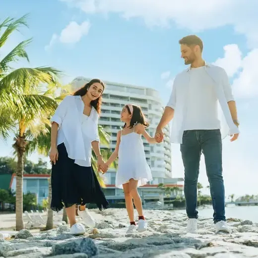 Family bonding while walking by the beach at Lexis Hibiscus Port Dickson - Lexis Hotels & Resorts