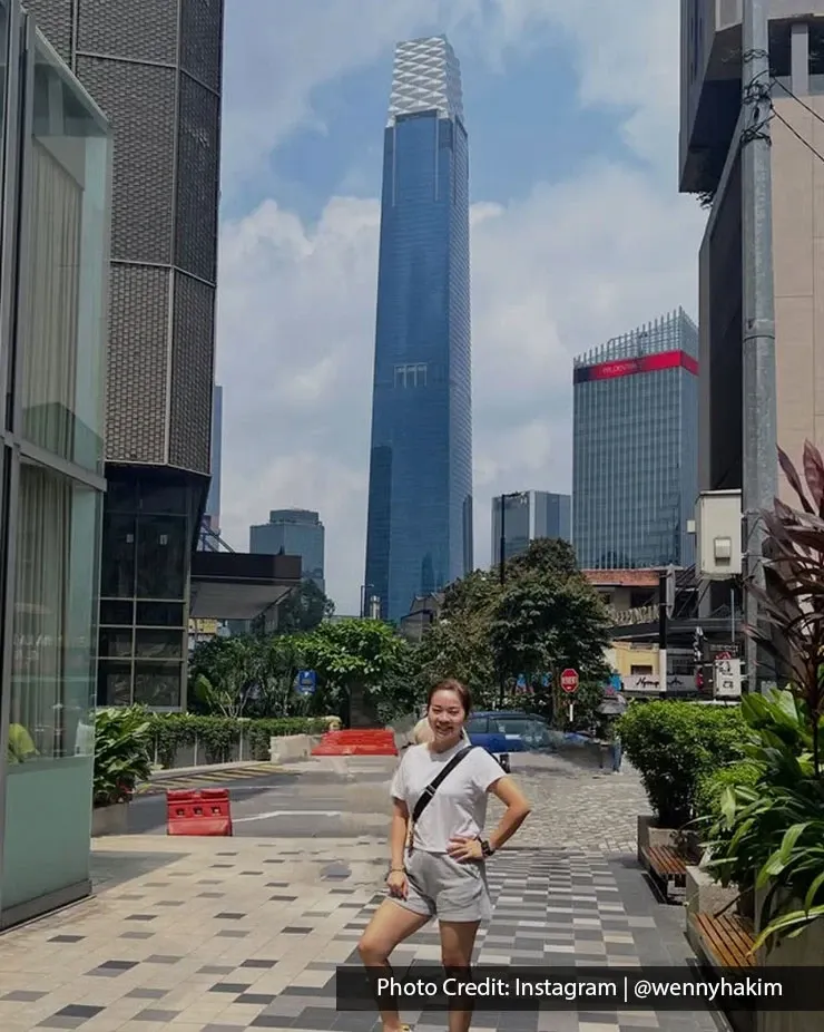 Visitor posing near The Exchange TRX in Kuala Lumpur