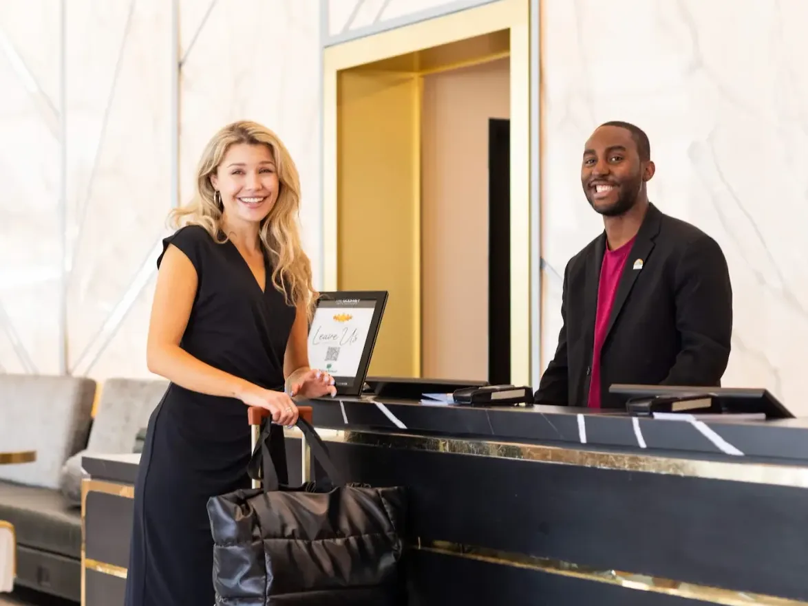 Woman Checking into the Godfrey Hotel Hollywood.