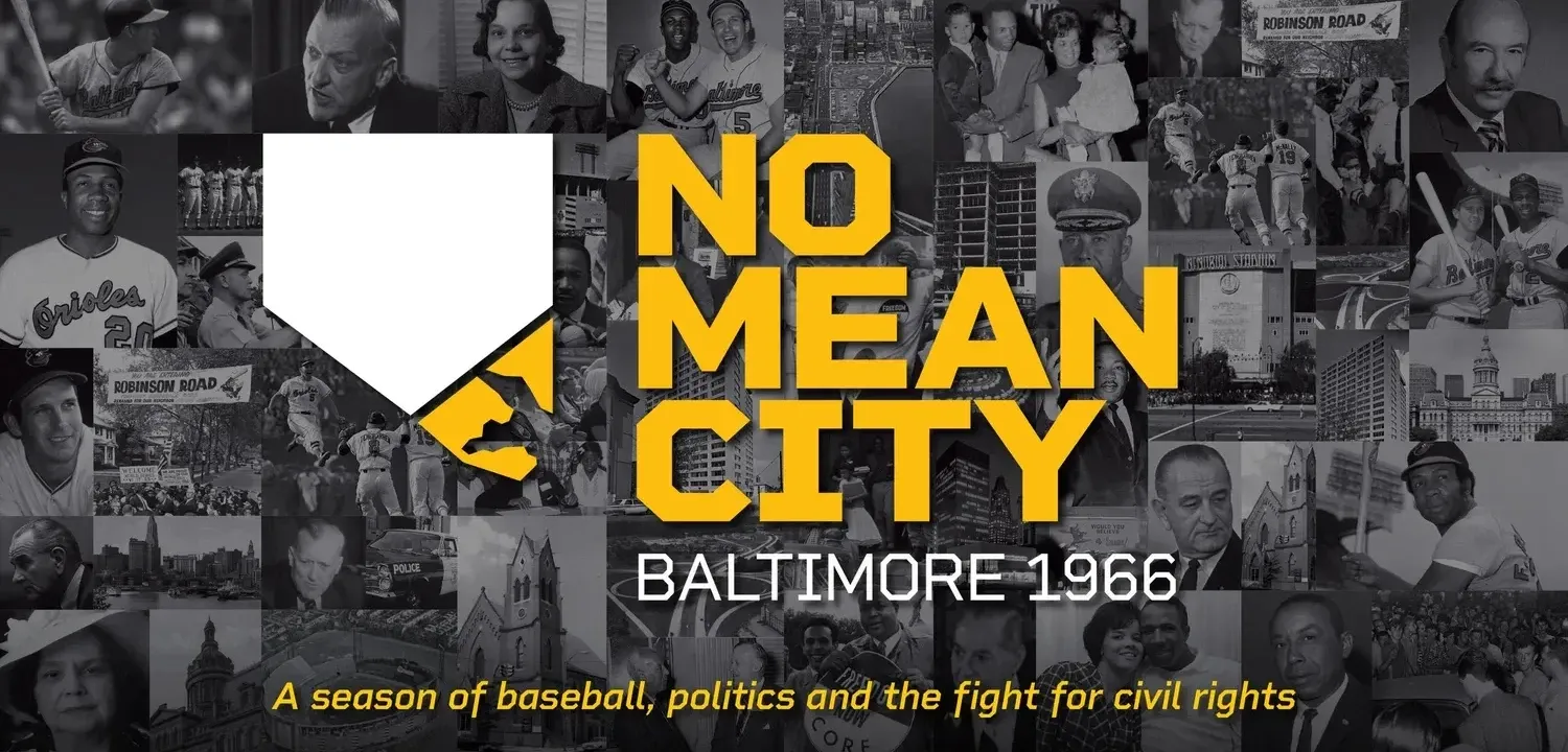 Collage of images of people, buildings, and signs with text 