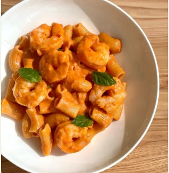     Shrimp rigatoni pasta at Luna Pasta e Dolci in Miami’s MiMo District near The Vagabond Hotel