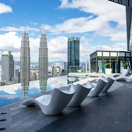 The Sky Infinity Pool at Imperial Lexis KL with a stunning day view of the Twin Towers - Imperial Lexis Kuala Lumpur