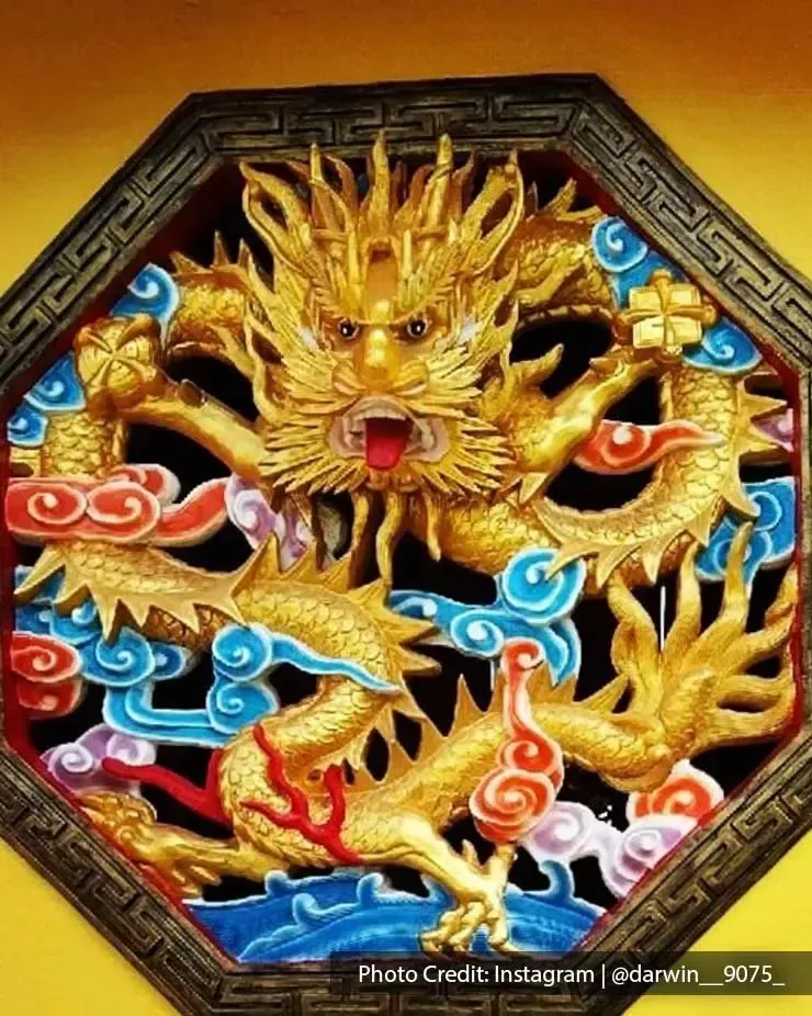 Chinese dragon wall carving at Wan Loong Chinese Temple - Grand Lexis Port Dickson