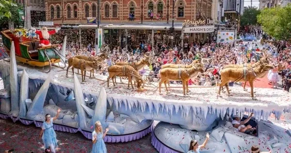 Santa’s sleigh parade at the Adelaide Christmas Pageant