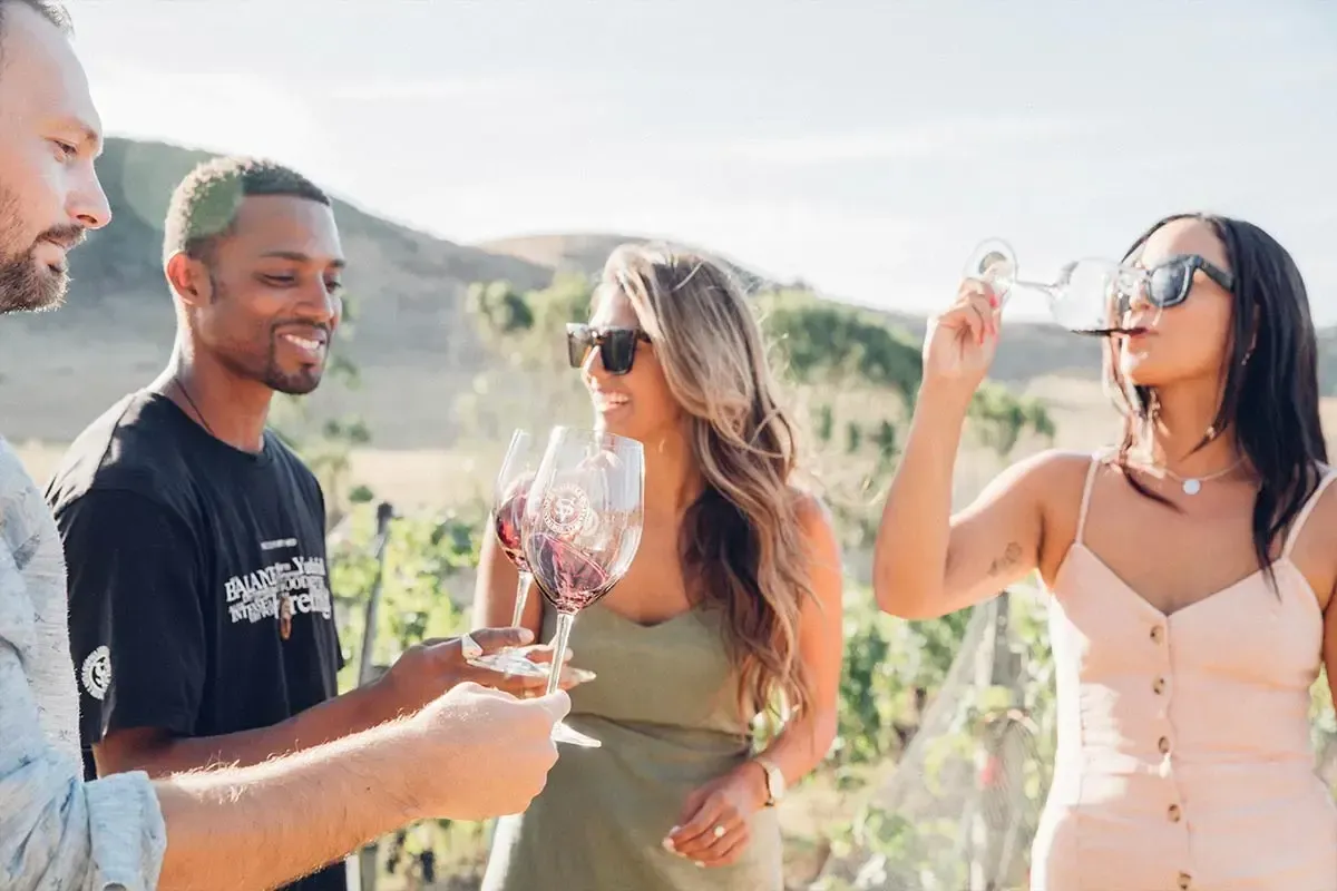 Friends wine tasting on Auckland’s Waiheke Island
