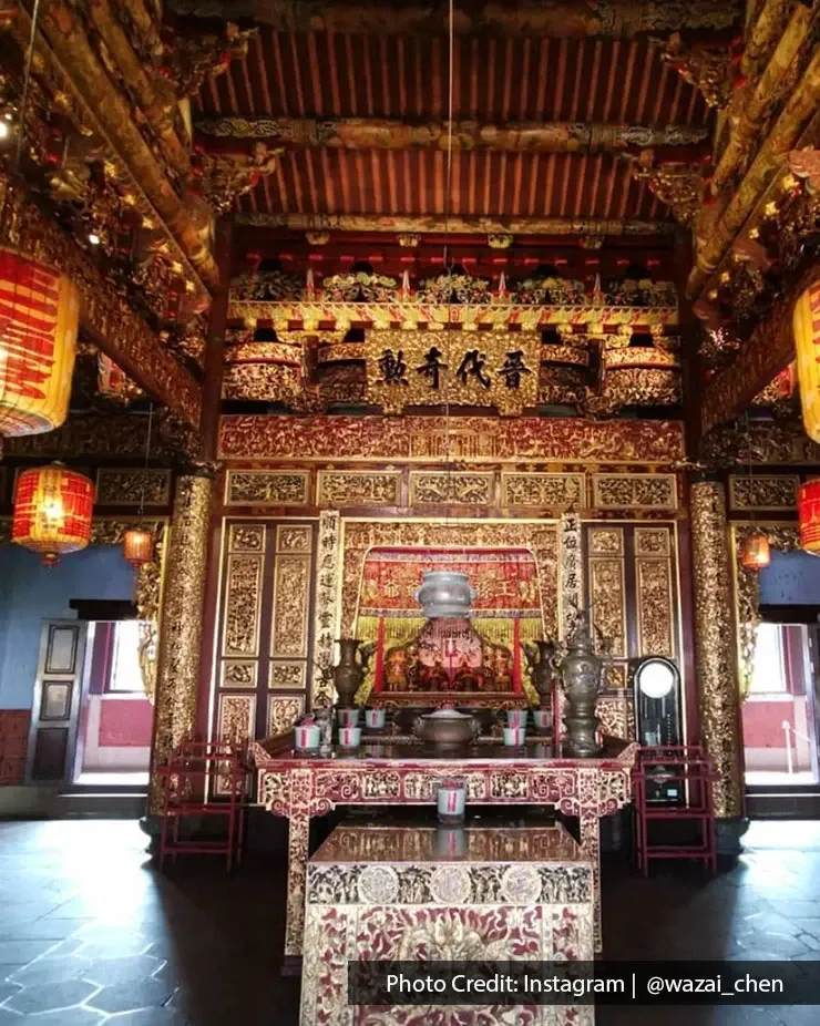 Traditional shrine inside Leong San Tong Khoo Kongsi heritage site in Penang.