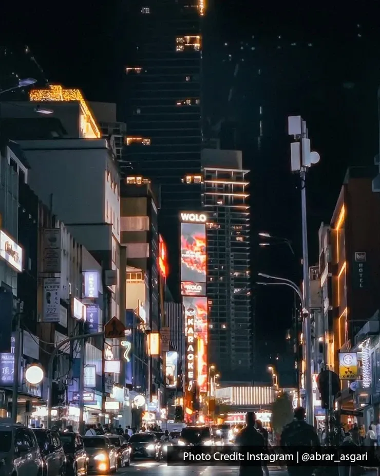 Bukit Bintang shopping district at night in Kuala Lumpur Malaysia