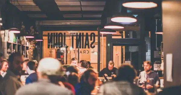  Indoors at the thriving Saint Johns Craft Beer Bar in Launceston.