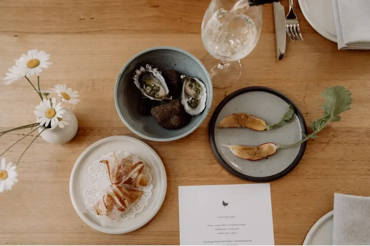A table of dishes at the Agrarian Kitchen Eatery & Store