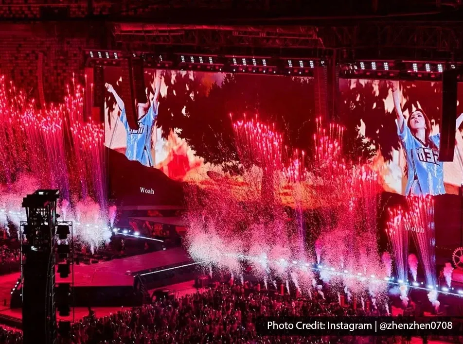 Concert in Kuala Lumpur with fireworks and large screens