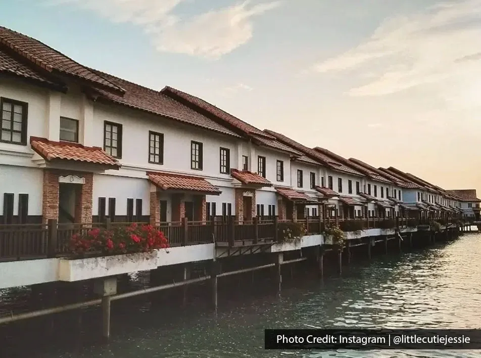 Row of overwater accommodations at Grand Lexis Port Dickson.
