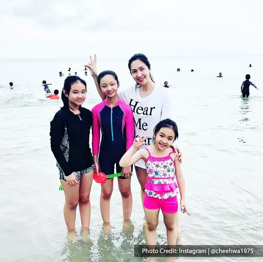 family bonding at beach in Port Dickson