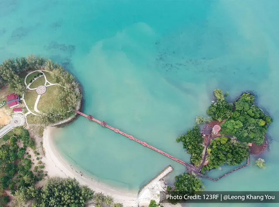 Full view of Pantai Cahaya Negeri with forest and vegetation