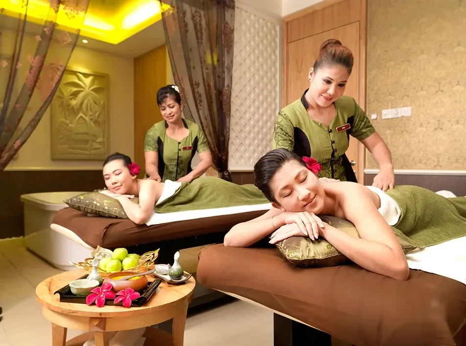Couple enjoying spa treatments during Grand Lexis Port Dickson staycation.