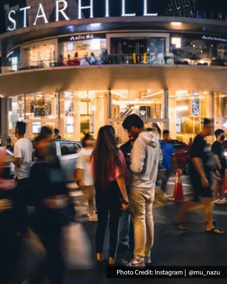 Exterior of The Starhill shopping mall at night in Bukit Bintang