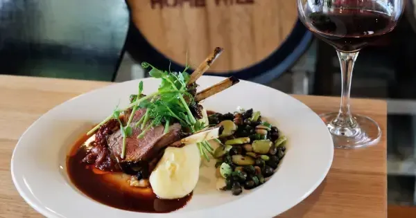 A gourmet meal and wine at Home Hill Wines