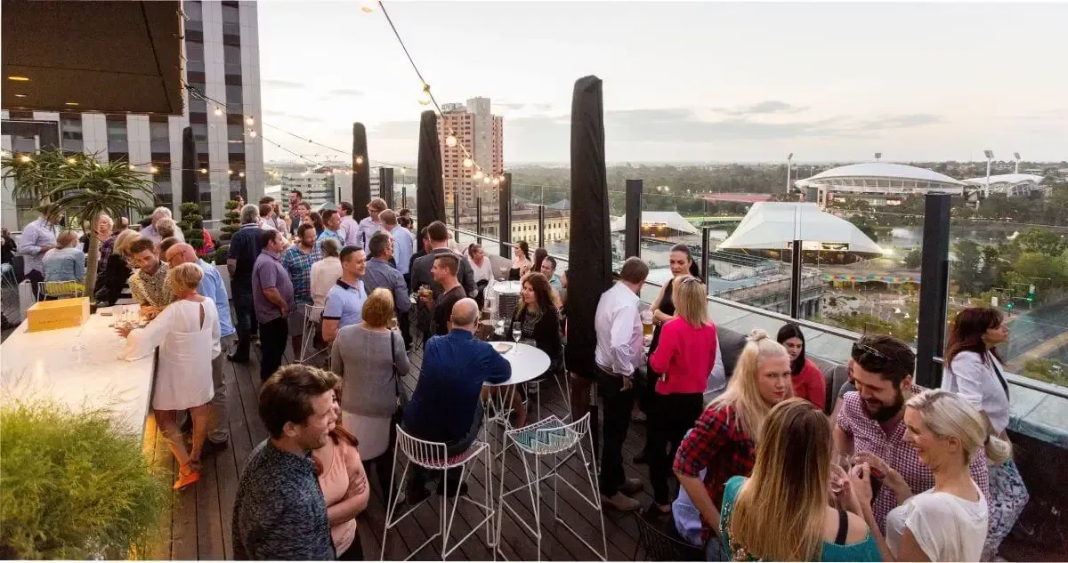 The view over Adelaide from the 2KW Bar and Restaurant rooftop