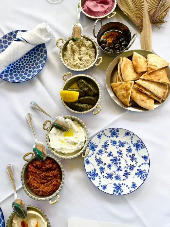 Mediterranean appetizers and pita Meze Bistro Miami in MiMo District, Miami