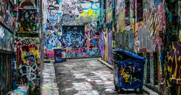 Iconic Hosier Lane filled with art and colour in Melbourne laneway