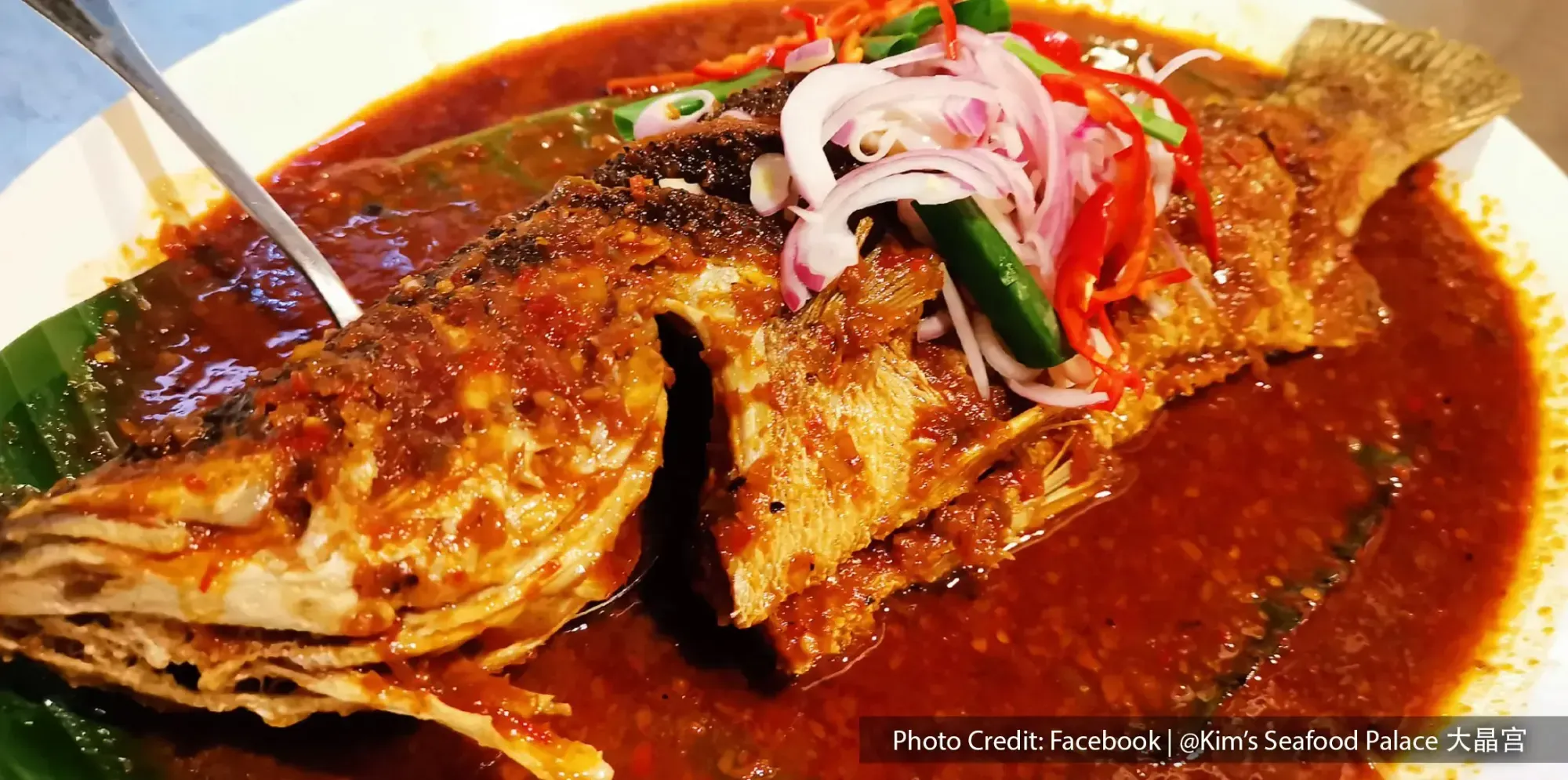 Famous Banana Leaf Fish from Kim's Seafood Palace, halal restaurant near to Lexis Hibiscus Resort