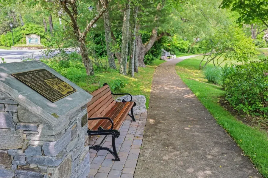 historic walk and bench in Blowing Rock