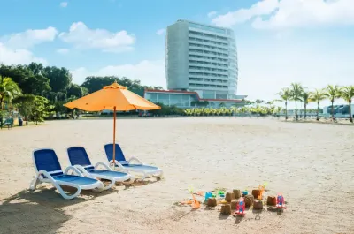 Beach chairs and sandcastles with resort view - Lexis Hibiscus Port Dickson